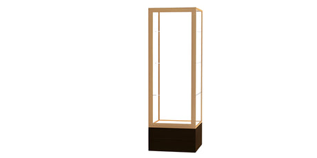 Keepsake Walnut Vinyl Floor Display Case w/ Clear Glass back and Champagne Aluminum Frame, 72"H x 24"W x 24"D