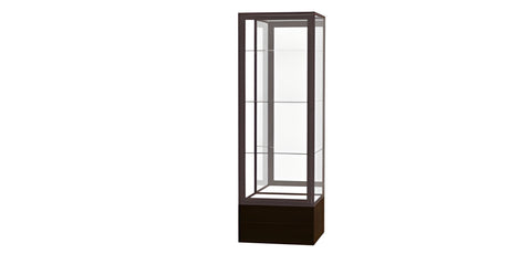 Keepsake Walnut Vinyl Floor Display Case w/ Mirror back and Dark Bronze Aluminum Frame, 72"H x 24"W x 24"D