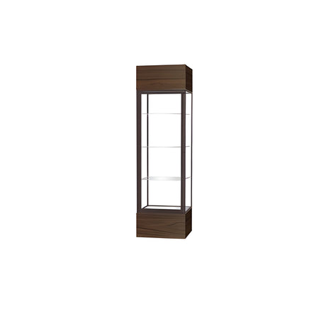 Keepsake Walnut Vinyl Lighted Display Case w/ Clear Glass back and Dark Bronze Aluminum Frame, 80"H x 24"W x 24"D