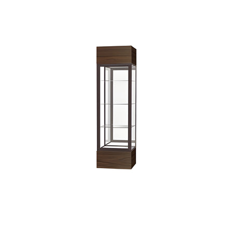 Keepsake Walnut Vinyl Lighted Display Case w/ Mirror back and Dark Bronze Aluminum Frame, 80"H x 24"W x 24"D