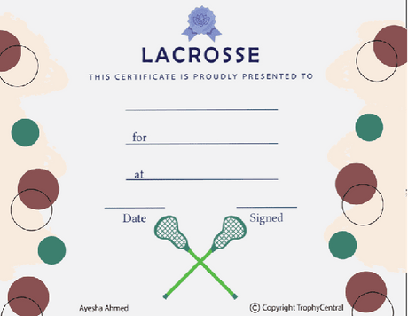 Lacrosse Award Certificate - Free Template