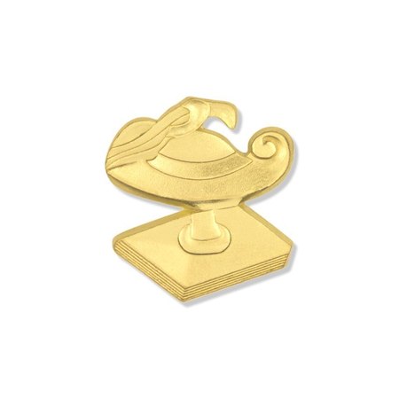 Lamp Of Learning Over Books Gold Lapel Pin