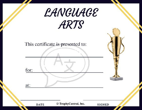 Language Arts Award Certificate - Free Template