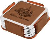 Leatherette Square Coaster Set with Metallic Edge
