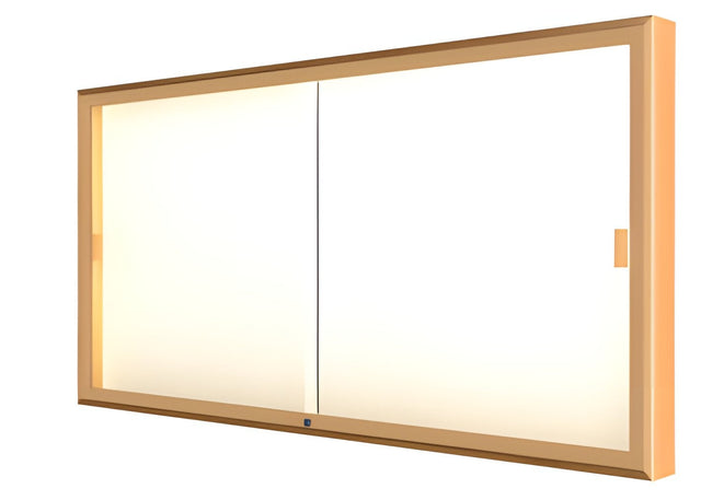 Legacy Bulletin Board Wall Case w/ Plaque Fabric Back and Champagne Aluminum Frame, 36"H x 72"W x 4"D