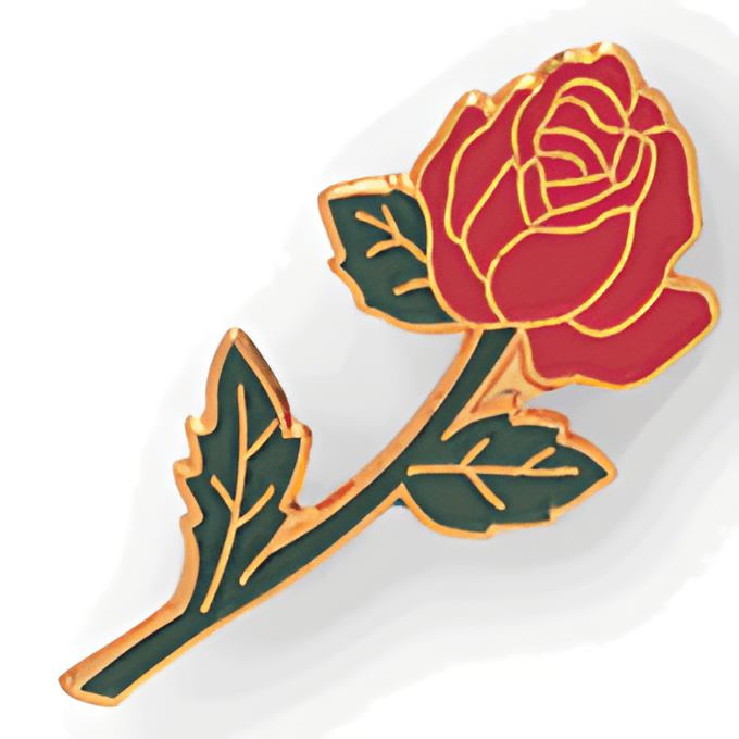 Long Stem Red Rose Flower Pins