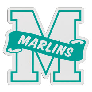 M-Shaped Mascot Badge with Choice of Back