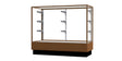 Merchandiser Light Oak Display Case, w/ Champagne Aluminum Frame, 40"H x 48"W x 20"D