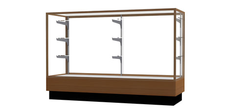 Merchandiser Light Oak Display Case, w/ Champagne Aluminum Frame, 40"H x 60"W x 20"D