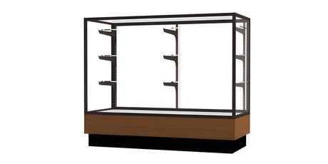 Merchandiser Light Oak Display Case, w/ Dark Bronze Aluminum Frame, 40"H x 48"W x 20"D