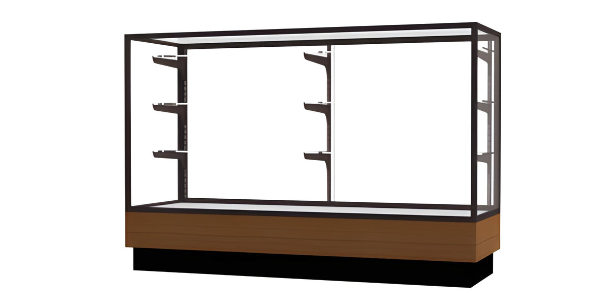Merchandiser Light Oak Display Case, w/ Dark Bronze Aluminum Frame, 40"H x 60"W x 20"D