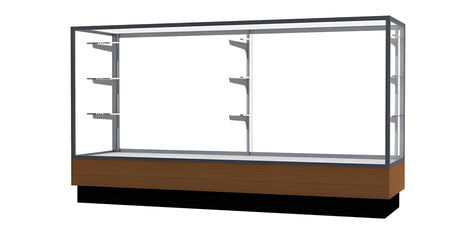 Merchandiser Light Oak Display Case, w/ Satin Natural Aluminum Frame, 40"H x 72"W x 20"D