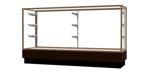 Merchandiser Walnut Vinyl Display Case, w/ Champagne Aluminum Frame, 40"H x 72"W x 20"D