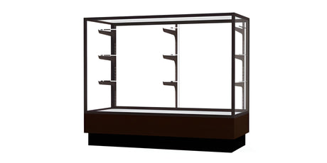 Merchandiser Walnut Vinyl Display Case, w/ Dark Bronze Aluminum Frame, 40"H x 48"W x 20"D