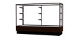 Merchandiser Walnut Vinyl Display Case, w/ Dark Bronze Aluminum Frame, 40"H x 60"W x 20"D