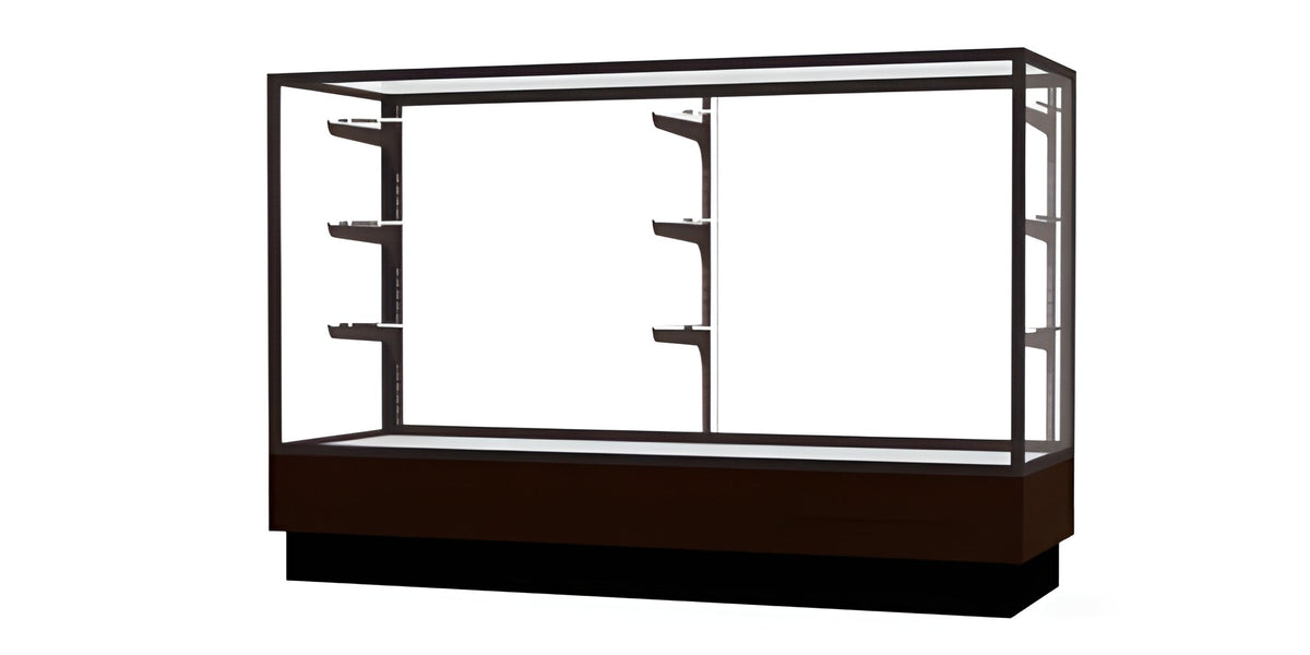 Merchandiser Walnut Vinyl Display Case, w/ Dark Bronze Aluminum Frame, 40"H x 60"W x 20"D