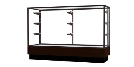 Merchandiser Walnut Vinyl Display Case, w/ Dark Bronze Aluminum Frame, 40"H x 60"W x 20"D