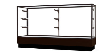 Merchandiser Walnut Vinyl Display Case, w/ Dark Bronze Aluminum Frame, 40"H x 72"W x 20"D