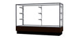 Merchandiser Walnut Vinyl Display Case, w/ Satin Natural Aluminum Frame, 40"H x 60"W x 20"D