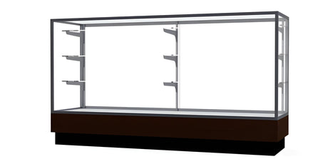 Merchandiser Walnut Vinyl Display Case, w/ Satin Natural Aluminum Frame, 40"H x 72"W x 20"D