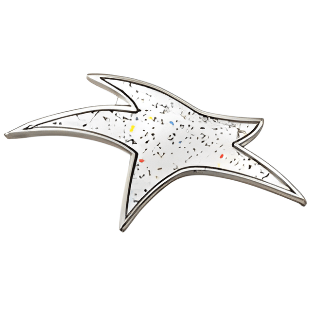 Modern Star Pin with Silver Sparkle