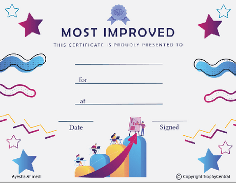 Most Improved Student Award Certificate - Free Template