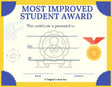 Most Improved Student Certificate - Free Printable Design