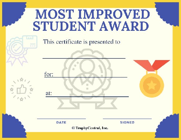 Most Improved Student Certificate - Free Printable Design