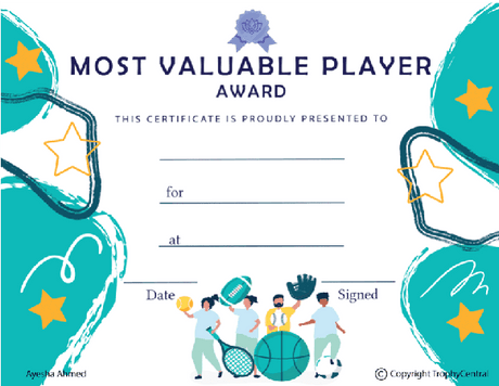 Most Valuable Player (MVP) Award Certificate - Free Template