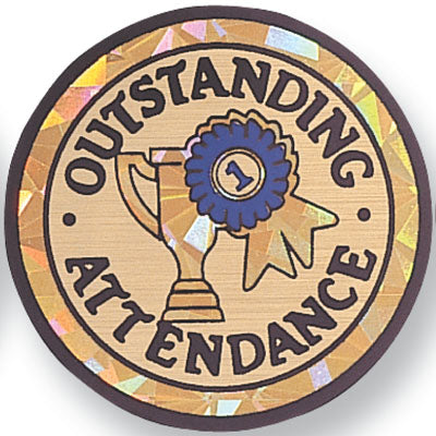 Outstanding Attendance Mylar Decal Medal Insert