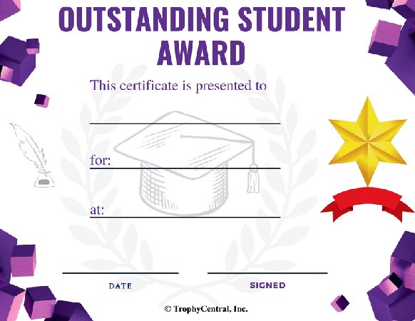 Outstanding Student Award Certificate - Free Template