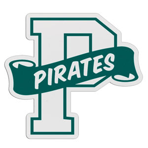 P-Shaped Mascot Badge with Choice of Back