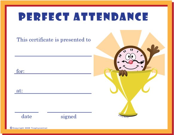 Perfect Attendance Award Certificate - Free Template