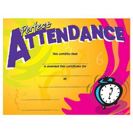 Perfect Attendance Clock Certificate