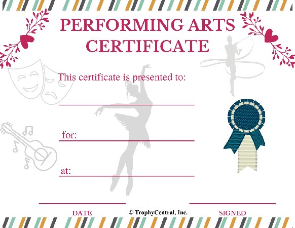 Performing Arts Award Certificate - Free Template