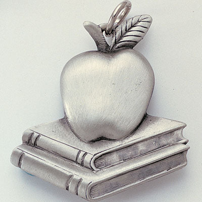 Apple & Books Pewter Keychain