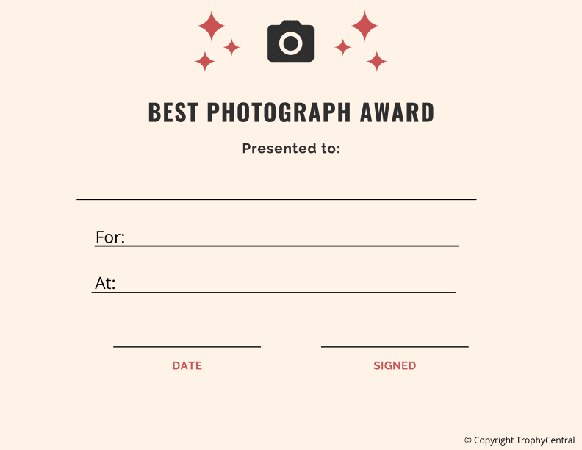 Photography Award Certificate - Free Template - Best Photograph