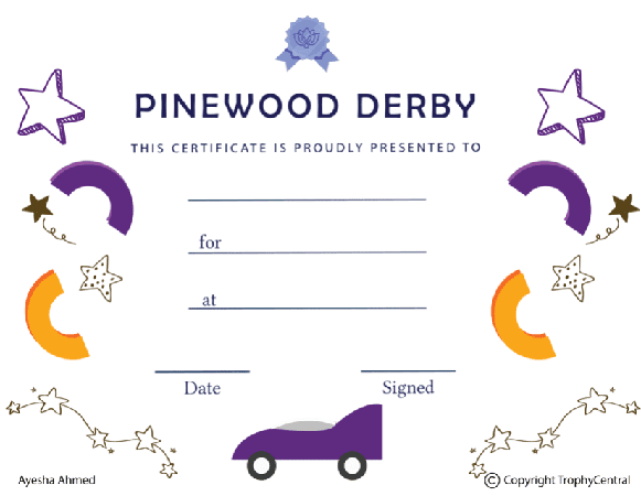 Pinewood Derby Award Certificate - Free Template