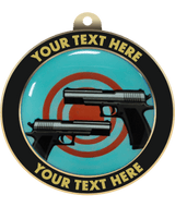 Pistol Shooting Insert Medal with Personalized Rim