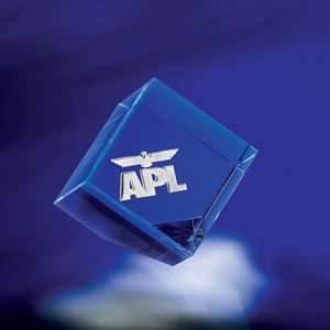 Plaza Crystal Paperweight with Logo