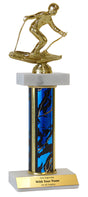 Downhill Skiing Deluxe Double Marble Trophy