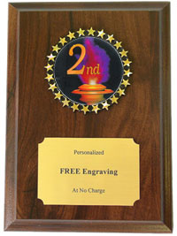 2nd Place Insert Plaque with Colorful 2" Emblem