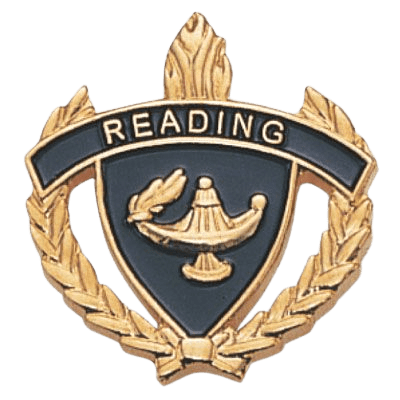 Reading Lapel Pin with Academic Lamp