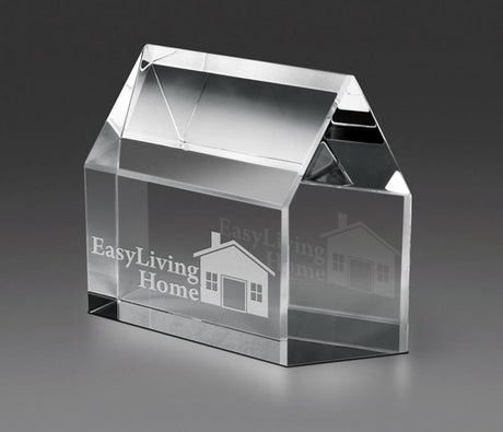 Real Estate House Crystal Paperweight