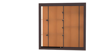 Recessed Wall Display Case w/ Cork Back and Dark Bronze Aluminum Frame, 48"H x 48"W x 16"D