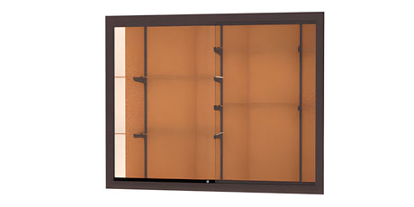 Recessed Wall Display Case w/ Cork Back and Dark Bronze Aluminum Frame, 48"H X 60"W X 16"D