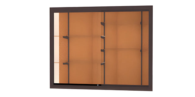 Recessed Wall Display Case w/ Cork Back and Dark Bronze Aluminum Frame, 48"H X 60"W X 16"D