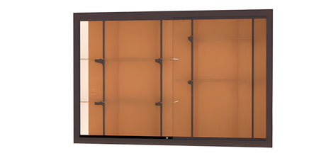 Recessed Wall Display Case w/ Cork Back and Dark Bronze Aluminum Frame, 48"H X 72"W X 16"D