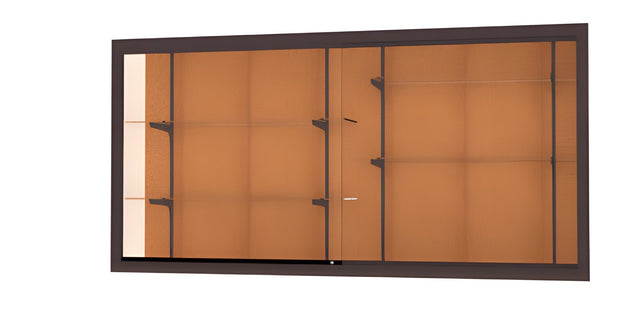 Recessed Wall Display Case w/ Cork Back and Dark Bronze Aluminum Frame, 48"H X 96"W X 16"D
