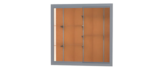 Recessed Wall Display Case w/ Cork Back and Satin Natural Aluminum Frame, 48"H x 48"W x 16"D